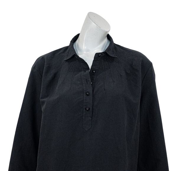 POMANDER Place Tuckernuck Women's 1/2 button short dress in black cotton size XL - Picture 7 of 10